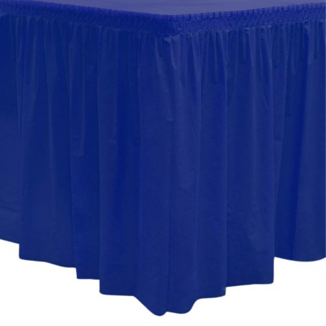 Party Essentials Heavy Duty Plastic Table Skirt, 29" x 14', Navy Blue