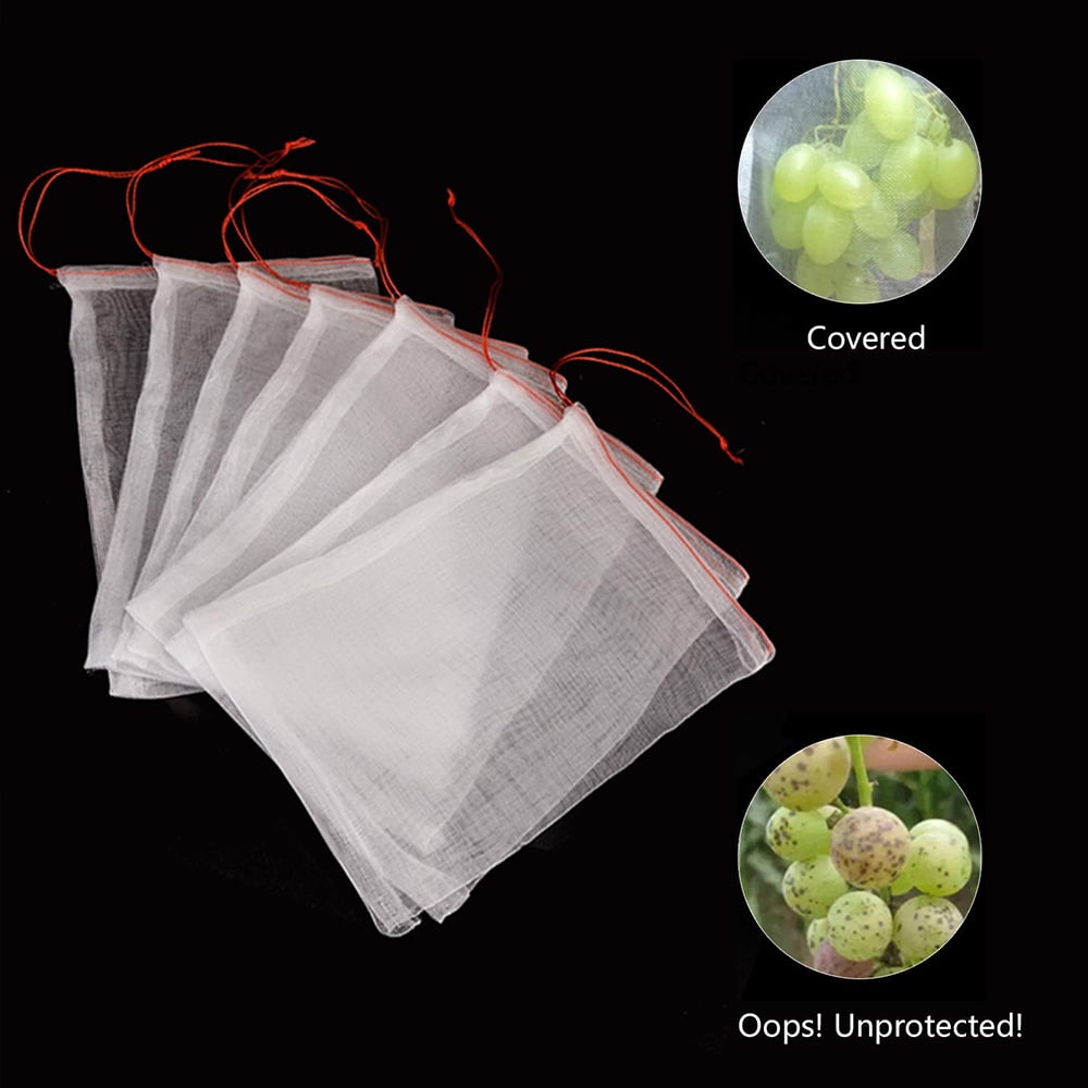 100 Fruit Protector Bags, 18"x12" Fruit Mesh Bags, Garden Mesh Bags with Drawstring, Fruit Tree Bags, Mesh Barrier Bags for Protecting Fruits and Vegetables