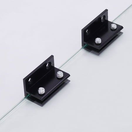 

Joernso 2Pcs/Set Black Glass Clips Flat Strong Bearing Capacity Stainless Steel Portable High Hardness Anti-dropping Square Glass Clamps for Wall Mounts