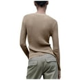 thumbnail image 4 of Women See Through Crew Neck Sheer Mesh Knitted Sweater Solid Basic Long Sleeve Loose Fit Knit Pullover Jumper Top, 4 of 5