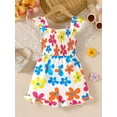 thumbnail image 4 of Summer Jumpsuits For 4Y,5Y,6Y,7Y Girls' Vibrant Floral Print Sleeveless Bow Smocking Romper Overalls,As Gift, 4 of 9