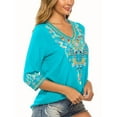 thumbnail image 4 of Mexican Tops for Women Embroidered Shirts Hippie Clothes Tunic Fiesta Plus Size Boho Peasant Blouses Sky Blue XXL, 4 of 6