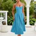 thumbnail image 2 of RongHuan Dress for Women Formal Spaghetti Strap Bustier Midi Dresses Flowy Pleated Hem Corset Sundress, 2 of 9