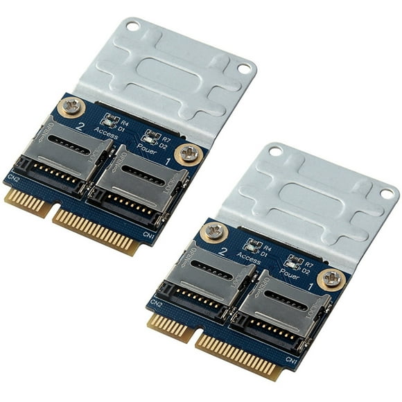 2X 2 SSD HDD for Laptop Dual - SD SDHC SDXC TF to Mini PCIe Memory Card Reader MPCIe to 2 Mini-Sdcards