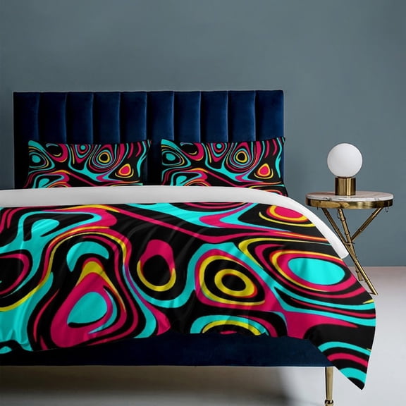Psychodelic Textures 3-Piece Bedding Set, Luxuriously Soft Bedding with Matching Pillow Shams, Comforter Set Twin Size for Casual Home Decor