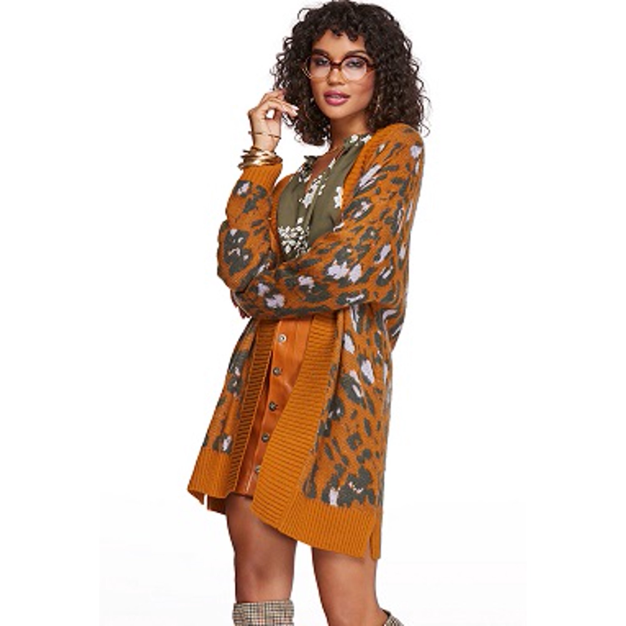 Jessica Simpson AEGEAN/BROWN Women's Meghan Open-Front Cardigan, US X-Large  - Walmart.com