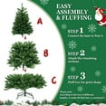 thumbnail image 3 of LAMPHOME 7.5ft Snow Flocked Artificial Christmas Tree with 1200 Lush PVC Branch Tips, 3-Part Hinged Quick-Assembly Design, Full Memory Wire Xmas Tree for Winter Holiday Décor, Green & White, 3 of 10