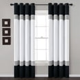 thumbnail image 2 of Lush Decor Alexander Color Block Light Filtering Grommet Solid Pattern Window Curtain Panels Black/Gray 52X84 Set, 2 of 6