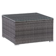 thumbnail image 3 of CorLiving Parksville Resin Wicker and Steel Square Outdoor Coffee Table with Tempered Glass Top, Grey, 3 of 6