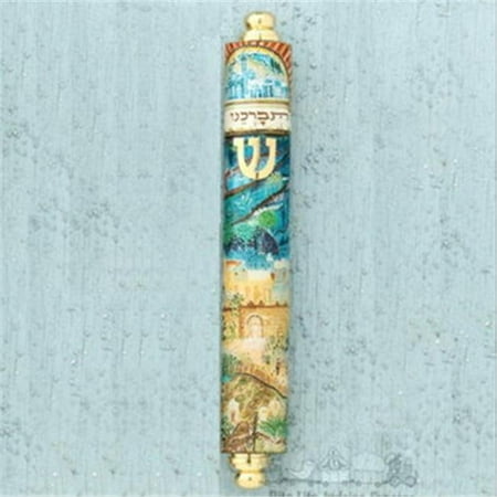Judaica Kingdom RL-MZEB-67 Panoramic Jerusalem Wood Mezuzah