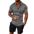 thumbnail image 2 of PEASKJP Mens 2 Pieces Outfit Set Short Sleeve Quarter Zipper Polo Shirts Summer Beach Shorts Casual Sweatsuit Tracksuit for Men (Dark Gray,S), 2 of 4