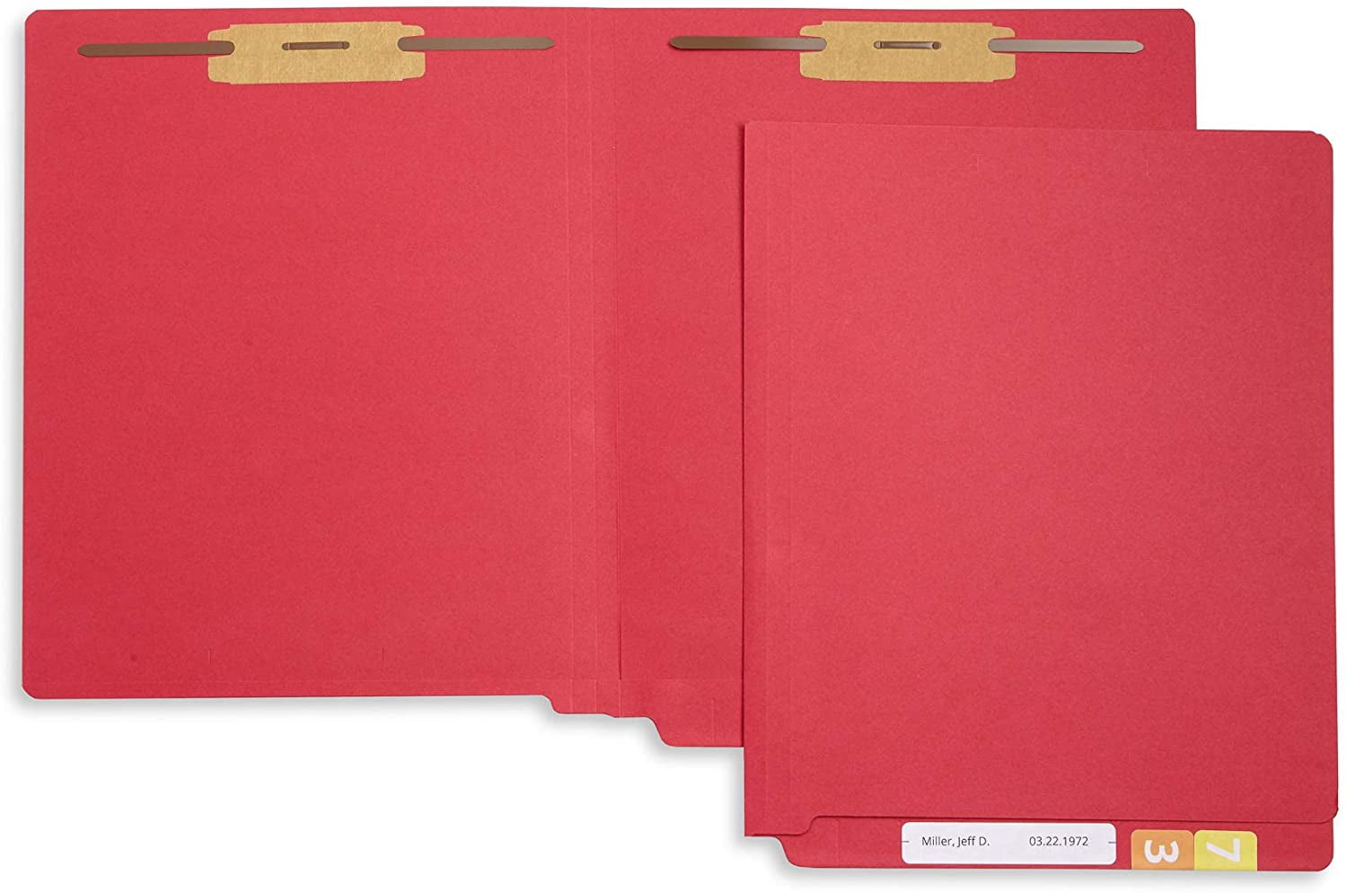 50 Red End Tab Fastener File Folders - Reinforced Straight Cut Tab - Durable 2 Prongs Designed to Organize Standard Medical Files, Receipts, Office Reports, and More - Letter Size, Red, 50 Pack