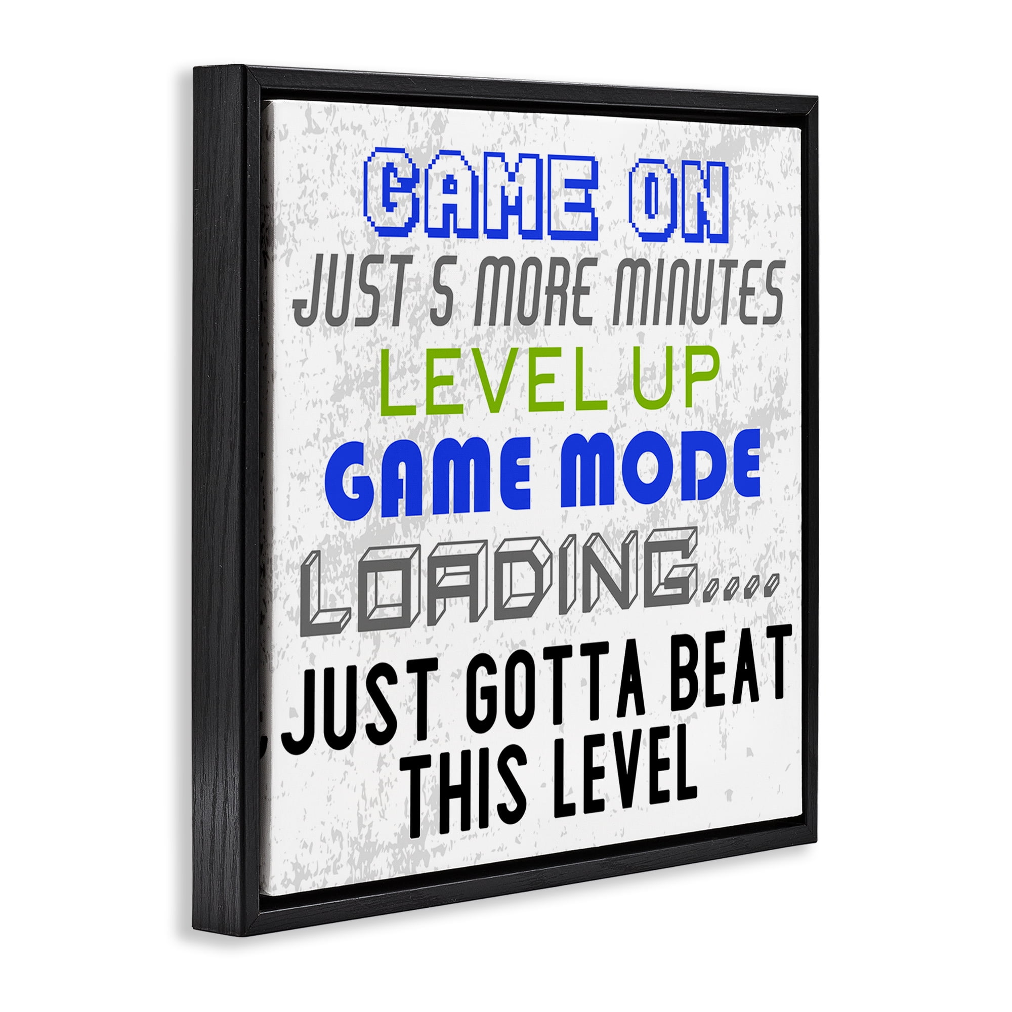 Stupell Industries Game Mode Phrases Entertainment Painting Black Floater Framed Canvas Art Print Wall Art, 25 x 25