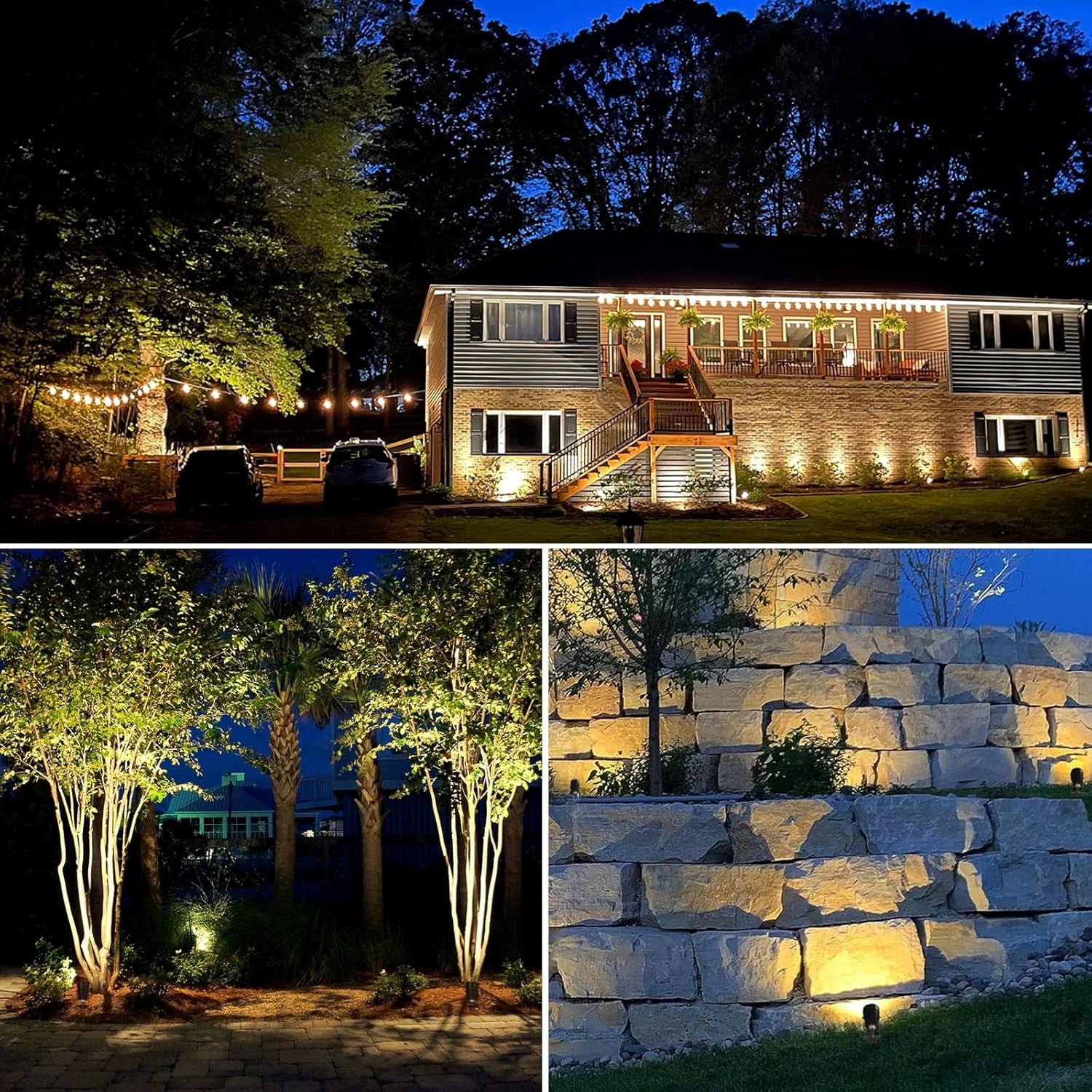 SUNVIE 3W Low Voltage Landscape Lighting LED Outdoor Spotlight with Connectors for Garden, 4 Pack