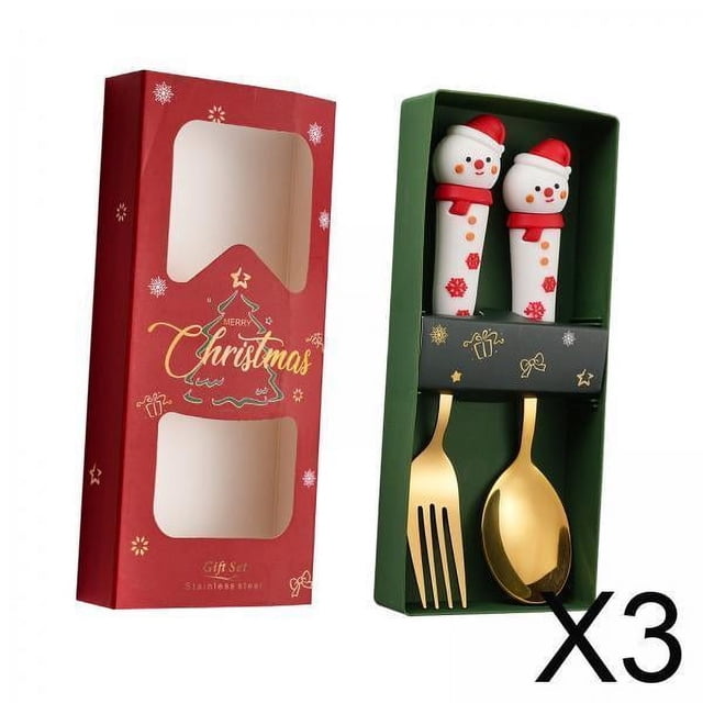 Cuchara de tenedor de postre,Cucharas navideñas Tenedor Cucharas para Navidad,Juego de cubiertos de acero inoxidable Cucharas de té Cucharada,Cucharaditas Cubiertos Cucharas de