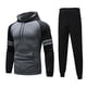 thumbnail image 2 of Sudadera deportiva con capucha y bolsillo de manga larga a rayas con bloques de colores para hombre, 2 piezas, Top + Pantalones, traje Pompotops oipoqjl52053, 2 of 6