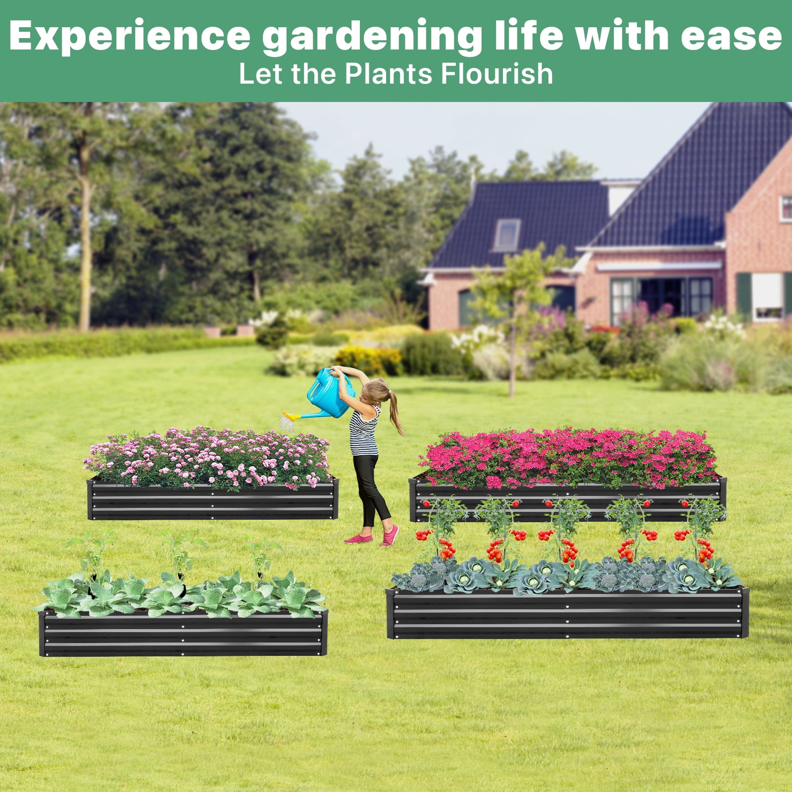 Galvanized Raised Garden Bed 2-Pack - Metal Raised Bed Garden Kit 6'x3'x1' for Flower Planters, Vegetables Herb