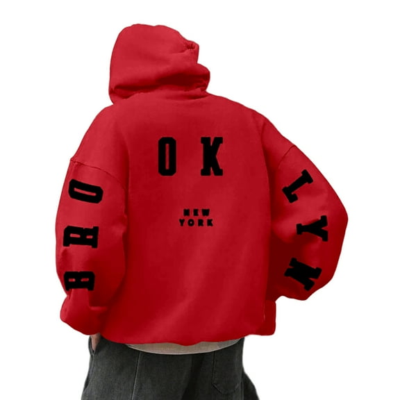 QHFBli Oversized Zip-Up Men's Hoodie Mens Letter Print Hooded Sweatshirt Streetwear Pullover Loose Fit Comfortable Blend Fabric for Fall Winter Season Daily Casual Wear RD2 XXXL
