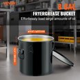 thumbnail image 2 of VEVOR Fryer Grease Bucket, 8 Gal Oil Disposal Caddy Stainless Steel Fryer Oil Bucket Rust-Proof Coating, Oil Transport Container with Lid, Lock Clips, Filter Bag for Hot Cooking Oil Filtering, Black, 2 of 8