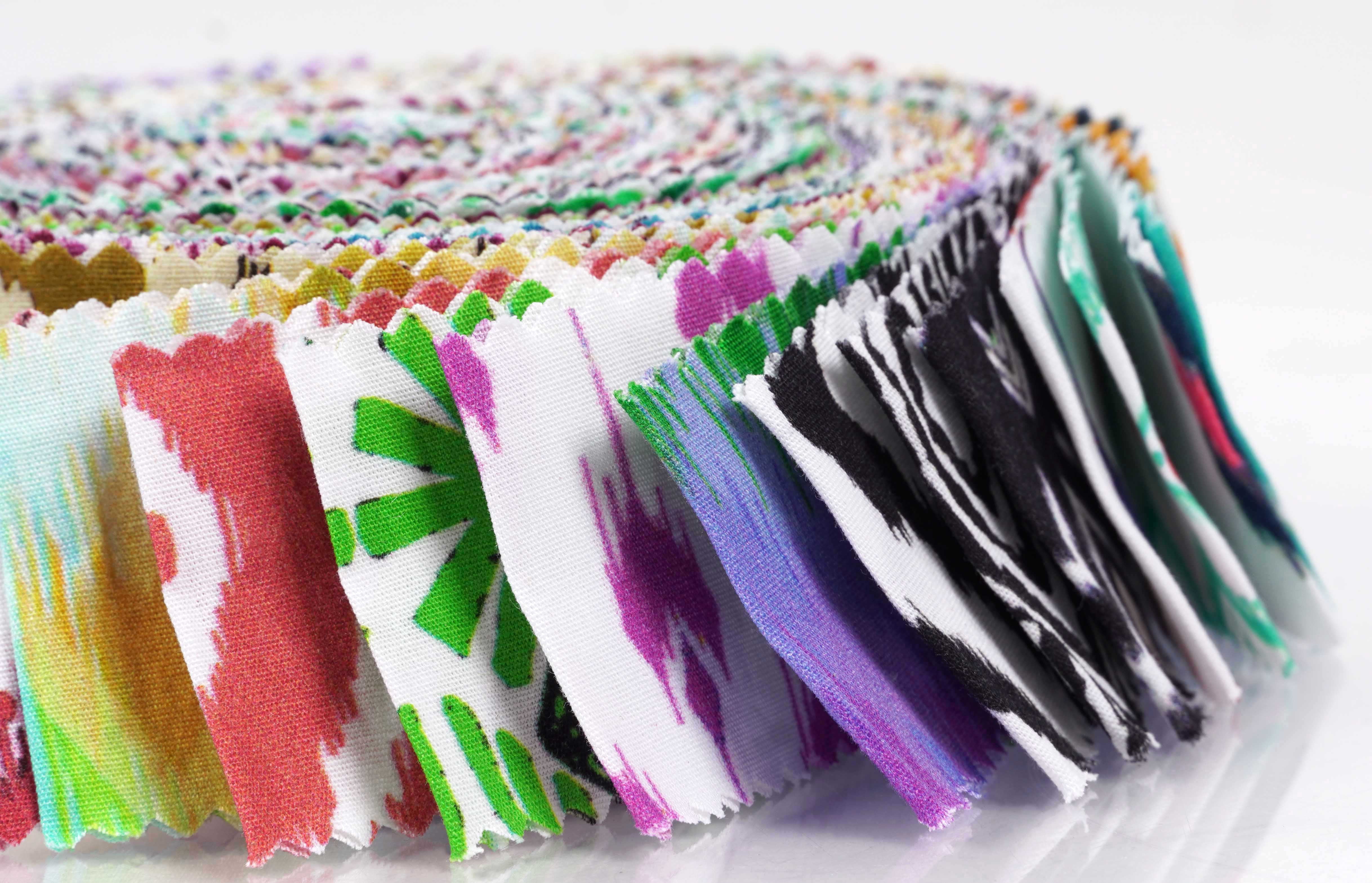 Soimoi 40Pcs Ikat Print Precut Fabrics Strips Roll Up 1.5 inches Cotton Jelly Rolls For Quilting - Multicolor