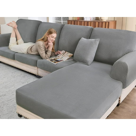 ectional Couch Covers for Sofa Cushion L Shaped Couch Cover Washable Soft Couch Cushion Covers Stretch Sofa Slipcovers with 2 Pcs Pillowcases(4-Piece 3 Seater