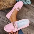 thumbnail image 5 of Women's Fashionable Casual Wear Versatile British Style Plus Size Loafers With Metal Chain Round Toe Flat Sole Pumps Comfortable Slip On Gifts, 5 of 9