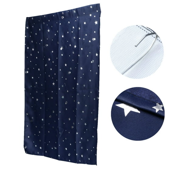 GOOHOCHY Navy Window Curtain with Star Printed Pattern for Sun Protection and Room Darkening 100x130cm