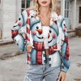 thumbnail image 3 of Jackets for Women Winter Coat Jackets Flannel Stand Collar Jacket(Snowman Christmas Decor,Size:S-4XL), 3 of 7