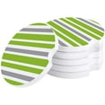 thumbnail image 1 of FMSHPON Green Grey and White Stripes Set of 4 Car Coaster for Drinks, Absorbent Ceramic Stone Coasters Cup Mat with Cork Base for Home Kitchen Room Coffee Table Bar Decor, 1 of 5