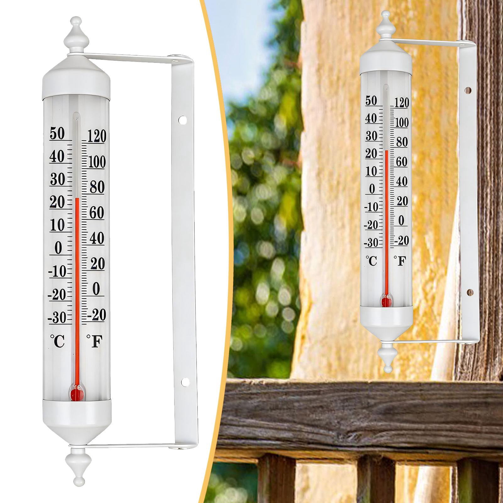 Fzaqwen Outdoor Thermometer Easy Installation Easy to Use Large Numbers Premium Reusable Rustic Temperature Gauge for Wall Greenhouse White