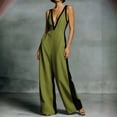 thumbnail image 5 of Sokhug Women Sleeveless Wide Leg Jumpsuit Deep V Neck Contrast Binding with Pocket Elegant Formal Casual Full Length Romper, 5 of 6