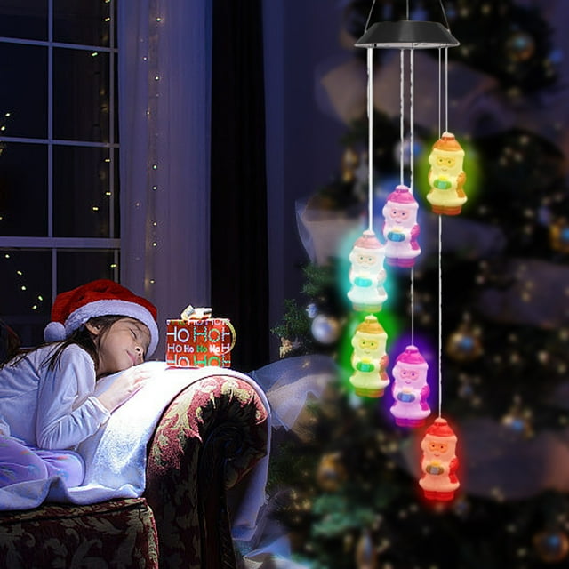 Fiudx Campana de Viento Solar con Forma de Muñeco de Nieve, Luces Led de Colores Degradados, Carga Automática con Energía Solar, Decoración para Jardín, Patio, Porche, Regalo de Navidad, Tamaño 70 Cm
