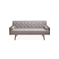 thumbnail image 2 of GDF Studio Aidan Mid Century Modern Tufted 3 Seater Sofa with Bolster Pillows, Beige Fabric and Dark Walnut, 2 of 9