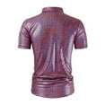 thumbnail image 3 of Metallic Shiny Shirt for Men 2025 Funky Trendy Button Down Short Sleeve Tops Night Out Party Beach Shirt Lapel Collar, 3 of 5