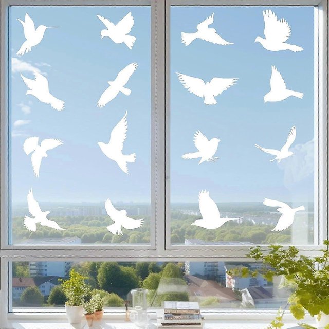 16 Pcs Window Bird Anti-collision Stickers, White Window Glass Stickers For Bird Protection