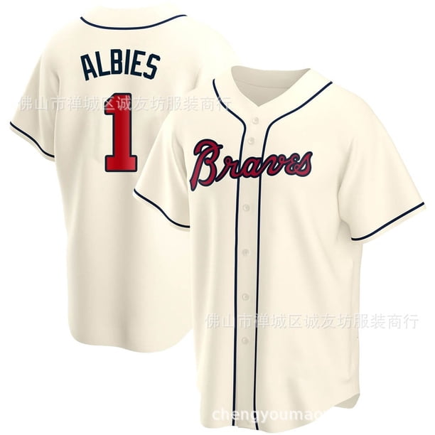 Warriors 1 Beige Fan Baseball Uniform Jersey MLB Braves Albies Jersey