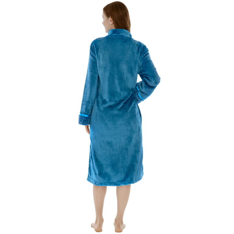 PAVILIA Womens Housecoat Zip Robe, Fleece Zip Up Front Robe