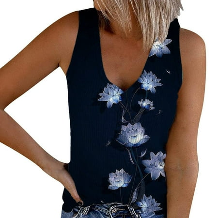 

Victorian Women s Summer Fashion V-neck T-Shirt Casual Sleeveless Printing Tank Vest Tops Shapewear Camisole For Women Multi-color M