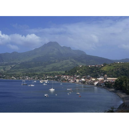 Saint Pierre Bay, with Mont Pele Volcano, Martinique, West Indies, Caribbean, Central America Print Wall Art By Thouvenin