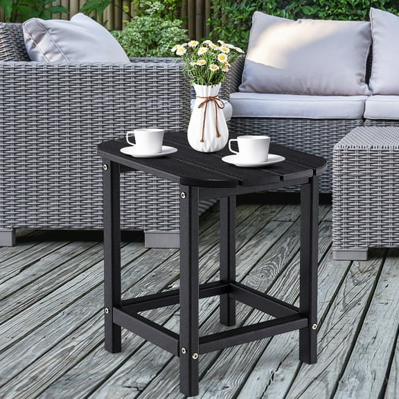 Costway 18'' Patio Adirondack Side Table Weather Resistant HDPE Garden Black