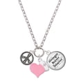 thumbnail image 1 of Delight Jewelry Silvertone Beaded Peace Sign - Light Pink Heart Nurse Strong Zoe Necklace, 1 of 4