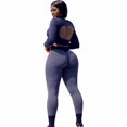 thumbnail image 3 of Fitness Pantalones de yoga sin costuras Leggings deportivos Mujer Cintura alta Medias delgadas (Azul M) Ehuebsd Para Estrenar, 3 of 4