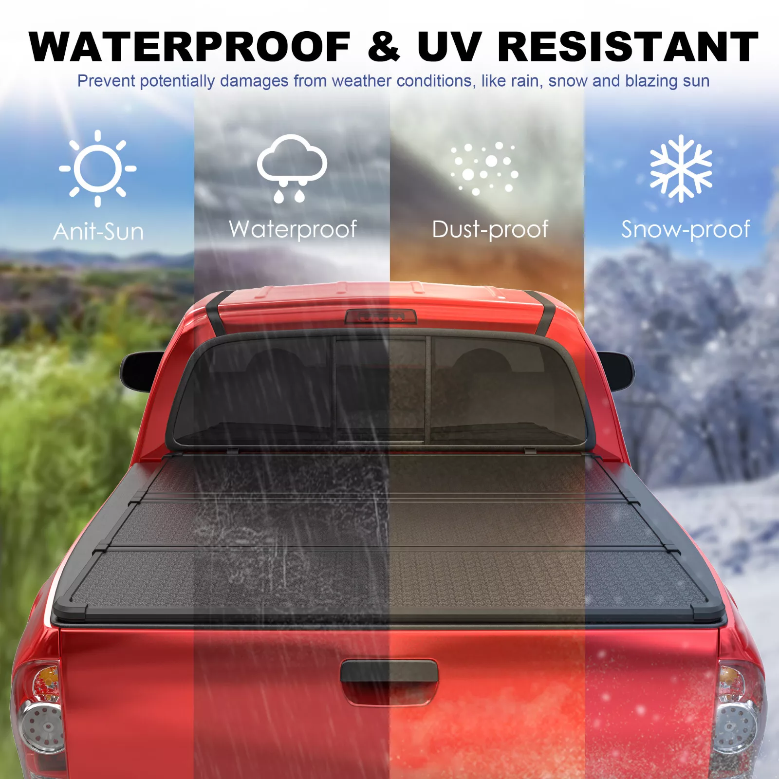 MOSTPLUS 5FT Tri-Fold Hard Tonneau Cover for 2024-2025 2026 Toyota Tacoma Truck Bed Waterproof