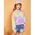 thumbnail image 4 of Oudiya Kids Tie Dye Sweatshirt Crop Tops Hoodie Long Sleeve Pullover for Girls, 5-13 Years, 4 of 7