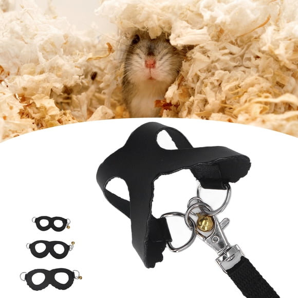 Harnais et Laisse pour Hamster avec Gilet en Faux Cuir Doux, Clochettes, Facile à Porter, 3 Tailles, pour Hamsters Sortant