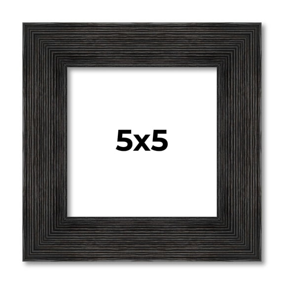 5x5 Distressed Black Wood Picture Square Frame - Includes UV Acrylic, Foam Board Backing & Hanging Hardware