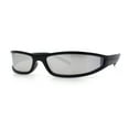 thumbnail image 5 of Retro Slit Thin Narrow Rectangle Curved Wrap Sport Plastic Sunglasses Black - Silver Mirror, 5 of 7