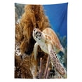 thumbnail image 3 of Ambesonne Turtle Tablecloth Rectangular Table Cover, Tropic Waters Coral Reef, 52"x70", Pale Coffee Brown Blue, 3 of 4