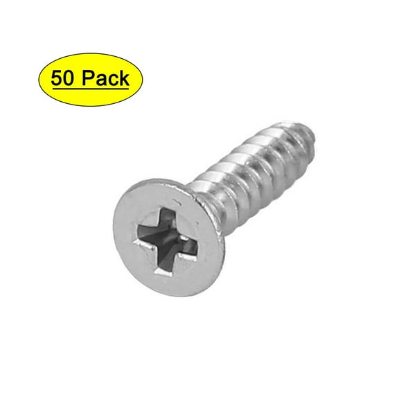 50 Pcs M2.9x13mm 316 Stainless Steel Flat Head Self Tapping Screws