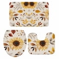thumbnail image 2 of Sunflower Leaf Bathroom Rugs Set Spring Plants Non Slip Absorbent Soft Bath Mats 3 Piece Set with Bathroom Rug, U-Shaped Floor Mat, Toilet Seat Cover Large Size, 2 of 9